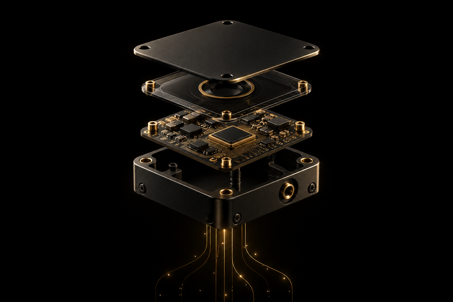 Concept artwork of an industrial sensing module with separated hardware layers